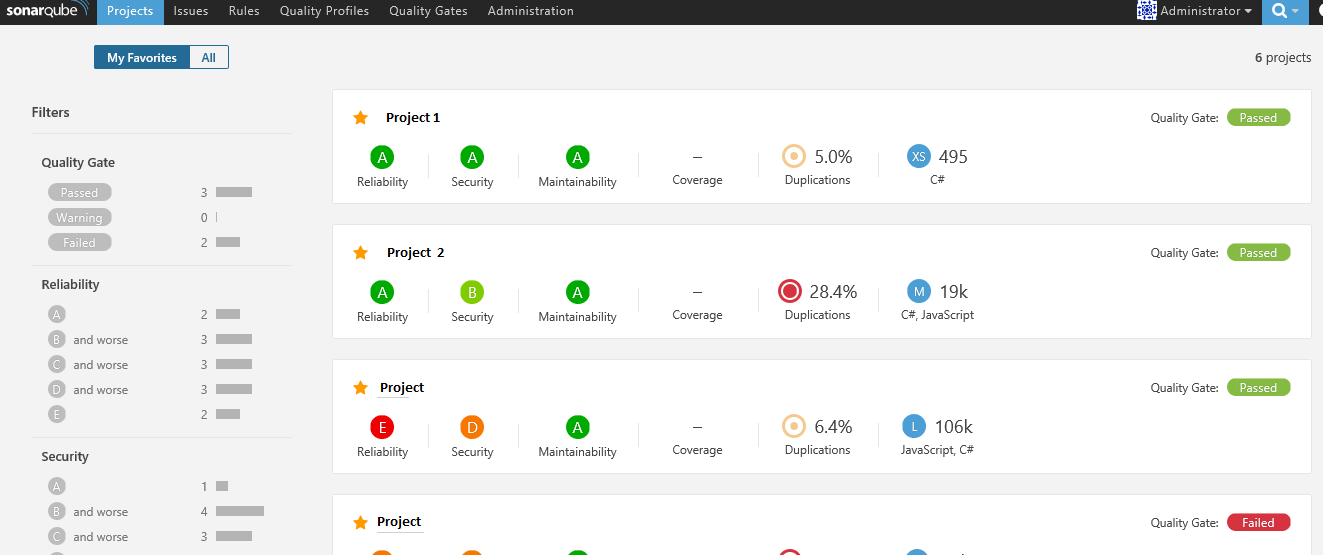 Exemple DashBoard Multi Projets